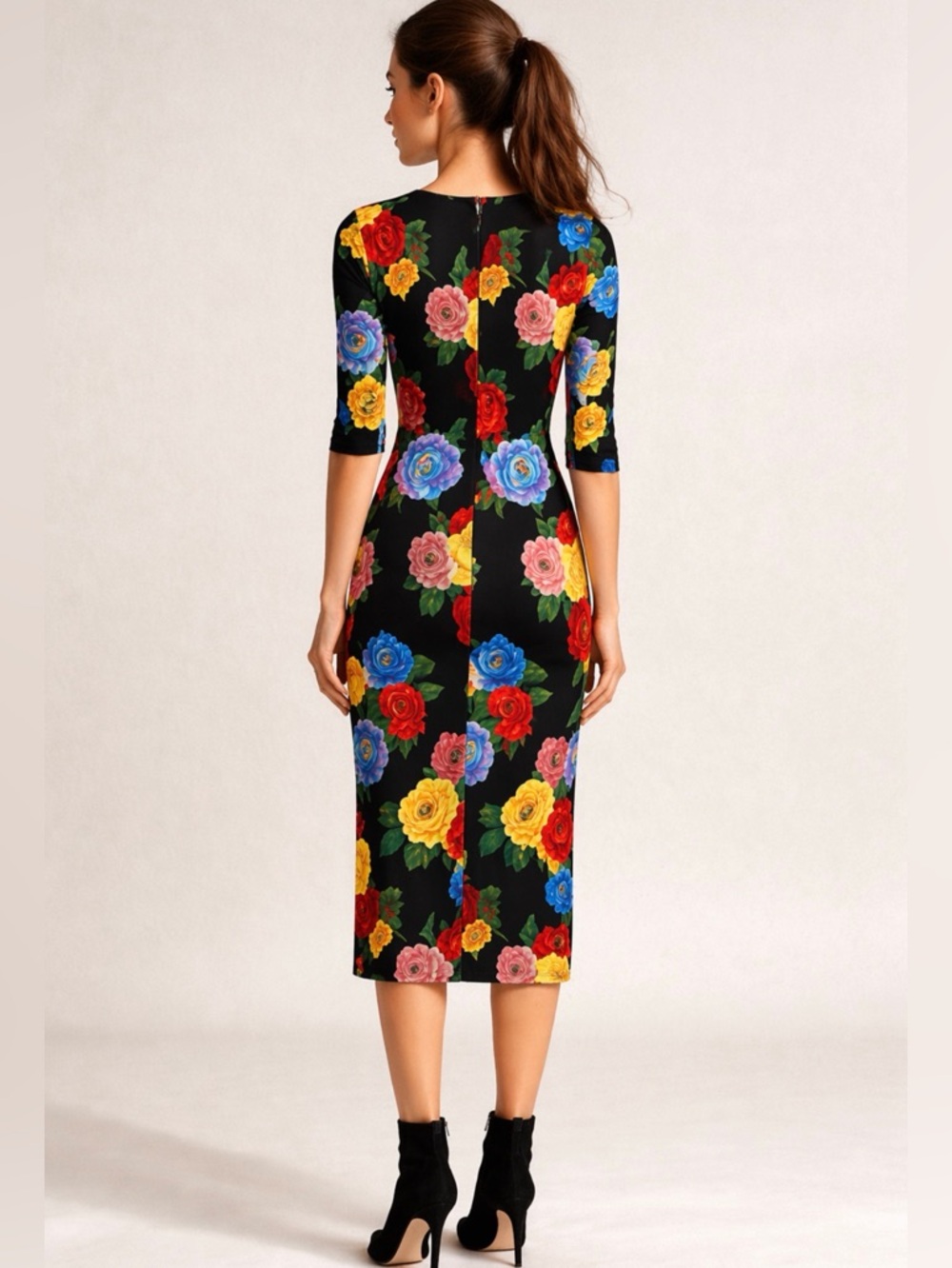 ALICE + OLIVIA Delora Floral Midi Dress Size 2 - Picture 4 of 7